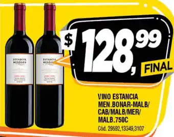 Supermercados Yaguar Vino Estancia Men-Bonar-Malb Cab/Malb/Mer/Malb 750c oferta