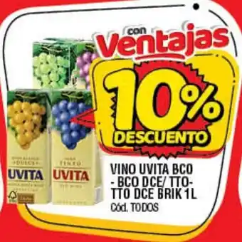 Supermercados Yaguar Vino Uvita BCO TTO Dce Brik 1L oferta