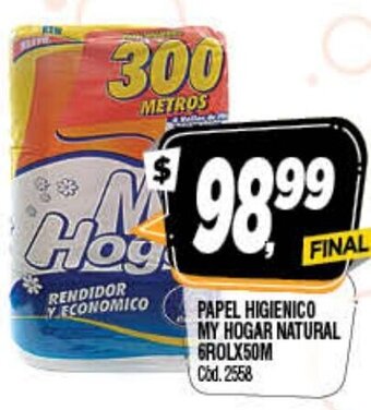 Supermercados Yaguar My Hogar Papel Higienico Natural 6Rolx50M oferta