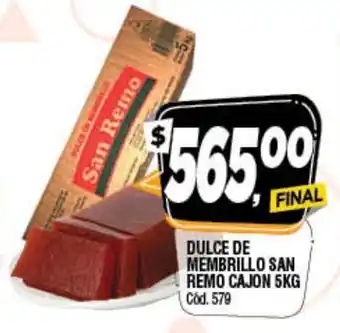 Supermercados Yaguar Dulce de Membrillo San Remo Cajon 5kg oferta