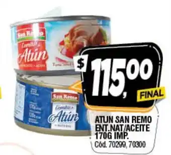 Supermercados Yaguar Atun San Remo Ent. Nat/Aceite 170g Impo oferta