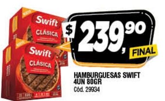 Supermercados Yaguar Hamburguesa Swift 4un 80gr oferta