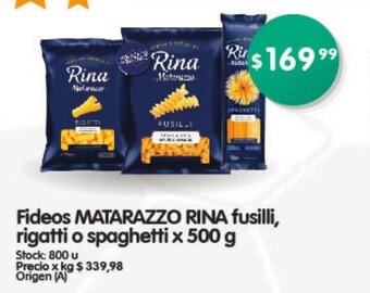 Supermercados Buenos Días Fideos matarazzo rina fusilli, rigatti o spaghetti x 500 g oferta