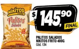 Supermercados Yaguar Nikitos Palitos Salados Frito 400g oferta