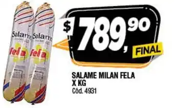 Supermercados Yaguar Salame Milan Fela x kg oferta