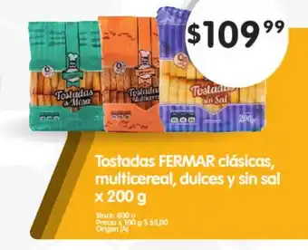 Supermercados Buenos Días Tostadas Fermar Clásicas Multicereal Dulces y Sin Sal oferta