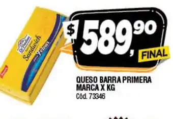Supermercados Yaguar Queso Barra Primera Marca x kg oferta