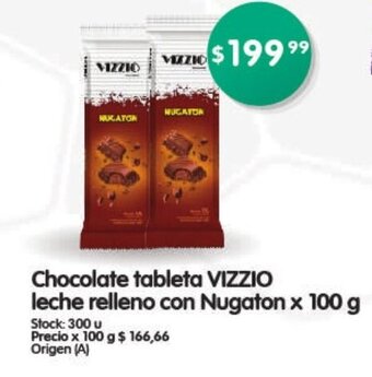 Supermercados Buenos Días Chocolate Tableta Vizzio Leche Relleno Con Nugaton x100g oferta