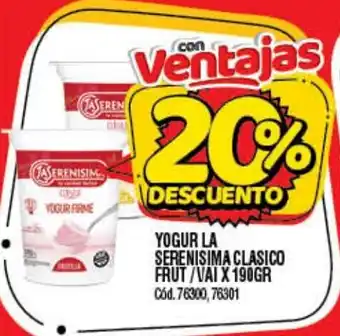 Supermercados Yaguar Yogur La Serenisima Clasico Frut/Vai x 190gr oferta