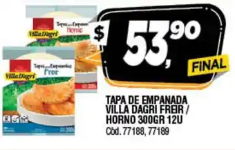 Supermercados Yaguar Tapa De Empanada Villa Dagri Freir/Horno 300gr 12u oferta