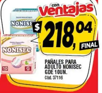 Supermercados Yaguar Pañales Para Adulto Nonisec GDE 10un oferta