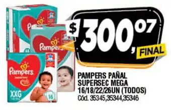 Supermercados Yaguar Pampers Pañal Supersec Mega oferta