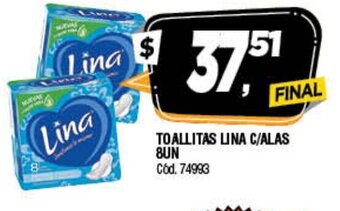 Supermercados Yaguar Lina Toallitas C/Alas 8un oferta