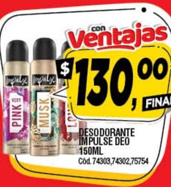 Supermercados Yaguar Desodorante Impulse Deo 150ml oferta
