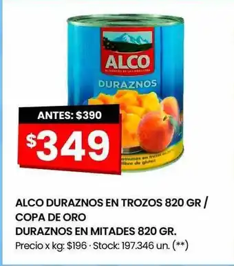 Changomas Alco duraznos en trozos copa de oro duraznos en mitades oferta