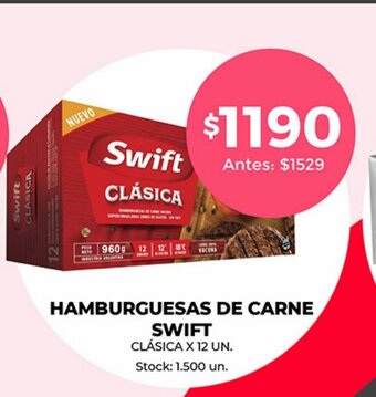 Supermercados Tadicor Swift Hamburguesas de Carne oferta