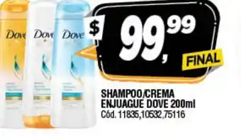 Supermercados Yaguar Dove Shampoo/Crema enjuague 200ml oferta