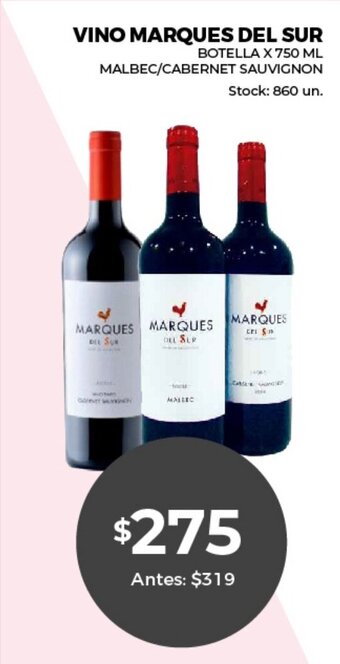 Supermercados Tadicor Vino Marques Del Sur oferta