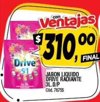 Supermercados Yaguar Drive Jabon Liquido Drive Radiante 3L D/P oferta