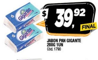 Supermercados Yaguar Gigante Jabon Pan 200g 1un oferta