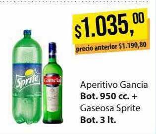 Supermercados Damesco Aperitivo gancia + gaseosa sprite oferta