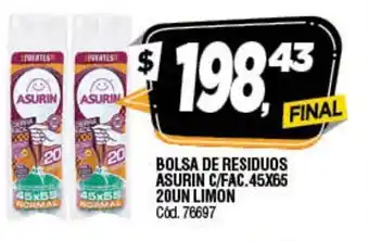 Supermercados Yaguar Asurin Bolsa De Residuos C/Fac 45x65 20 un Limon oferta
