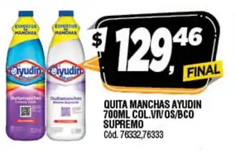 Supermercados Yaguar Ayudin Quita Manchas 700ml Col. Vivos/BcO Supremo oferta