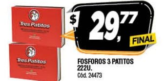 Supermercados Yaguar Fosforos 3 Patitos 222u oferta