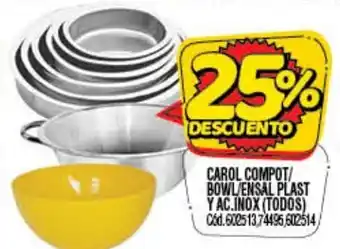 Supermercados Yaguar Carol Compot/Bowl/Ensal Plast Y.Ac Inox oferta