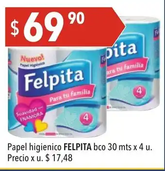 Hergo Felpita Papel Higienico bco 30mts x 4 u oferta