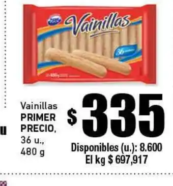Cooperativa Obrera Primer Precio Vainillas oferta