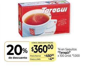 La Anonima Té en saquitos oferta