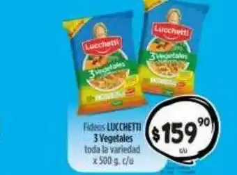 Supermercados Caracol Fideos lucchetti 3 vegetales oferta