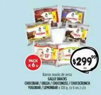 Barras snacks de arroz gallo snacks chocobar oblea choconuss chococrunch yogubar lemonbar