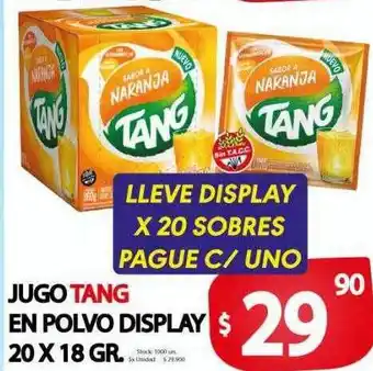 Supermercados Mariano Max Jugo tang en polvo display oferta