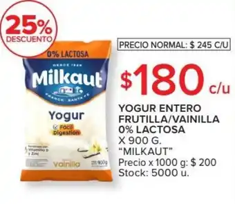 Carrefour MILKAUT yogur entero frutilla/vainilla oferta