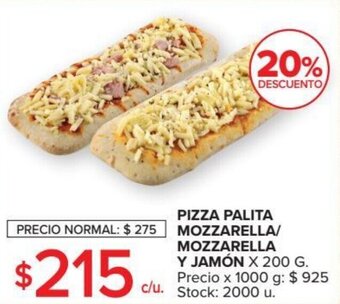 Carrefour Pizza palita mozzarella mozzarella y jamón oferta