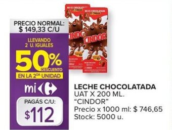 Carrefour CINDOR leche chocolatada oferta