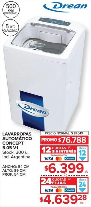 Carrefour Lavarropas automatico concept 5.05 V1 oferta