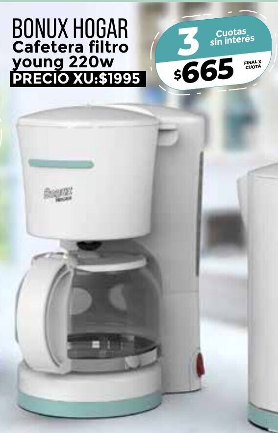Bonux Hogar Cafetera filtro young 220w oferta en Supermayorista Vital