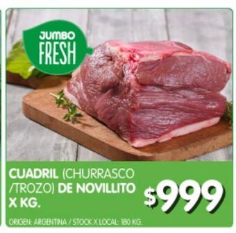 Jumbo Cuadril (churrasco/trozo) de novillito x kg oferta