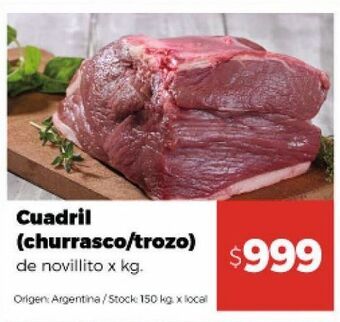 Disco Cuadril (churrasco/trozo) de novillito x kg oferta