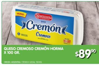 Jumbo Queso cremoso cremón horma x 100g oferta