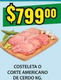 Supermercados Damesco Costeleta o corte americano de cerdo kg oferta