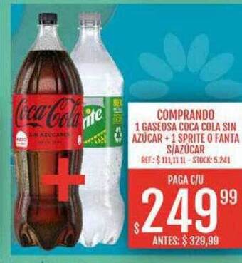 Supermercados Todo 1 gaseosa coca cola sin azúcar + 1 sprite o fanta s azúcar oferta