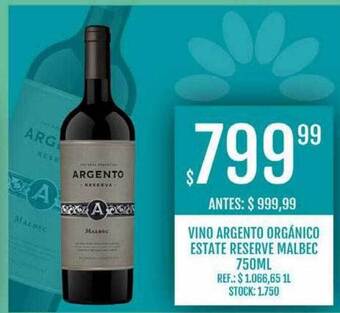 Supermercados Todo Vino argento orgánico estate reserve malbec oferta