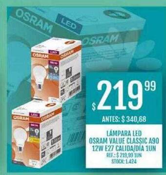 Supermercados Todo Lámpara led osram value classic a90 12w e27 calida día oferta