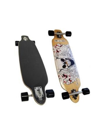 El Mundo del Juguete Patineta skate longboard completo calavera ruedas negras deluxe oferta