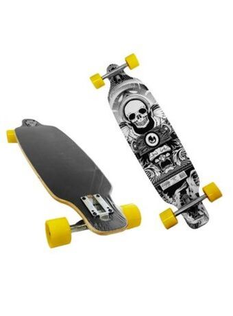 El Mundo del Juguete Patineta skate longboard completo calavera ruedas amarillas deluxe oferta