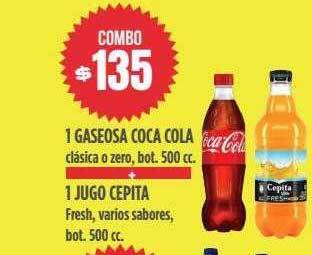 Supermercados Vea 1 gaseosa coca cola + 1 jugo cepita oferta